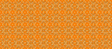 Altın karalama fantezi yapraklarından Raster soyut çiçek çelengi ve turuncu, kahverengi ve bej renkli bir çiçek. El yapımı dekoratif çerçeve, albüm kapağı, tebrik kartı, klasik Art deco tarzı.