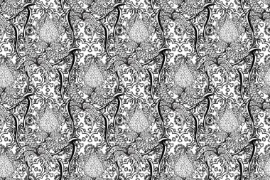 Cute flowers. Raster Trendy fabric pattern. Line seamless pattern.