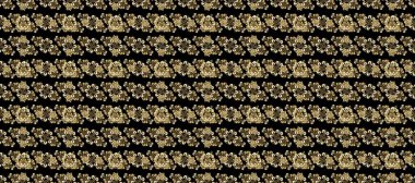 Şık bir grafik desen. Siyah ve bej renklerde altın elementler. Duvar kâğıdı barok, İspanyol kumaşı. Çiçek deseni. Kusursuz raster arkaplanı.