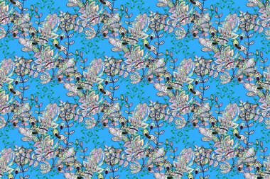 Raster Hip kumaş deseni. Kusursuz Vintage Çiçek Deseni.