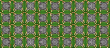 Senin tasarımın için, duvar kağıdı. Altın rengi, kusursuz çizim. Bej, yeşil ve gri renklerde altın çiçekli altın desenler. Raster geometrik arkaplanı.