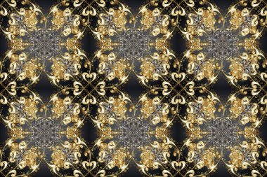 Barok tarzında kusursuz bir doğulu süsü. Kahverengi, gri ve bej renkler üzerine geleneksel klasik altın pürüzsüz desen.