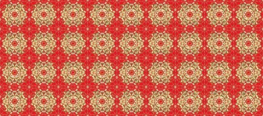 Doğulu stili altın deseni altın elementli kırmızı, turuncu ve bej renklerde arabesliyor. Raster altın desen. Kusursuz kıvırcık saçlar..