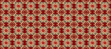 Raster oryantal süs. Kırmızı, kahverengi ve bej renklerdeki altın desenli altın elementler. Geleneksel klasik altın desen. Barok tarzında kusursuz bir doğulu süsü..