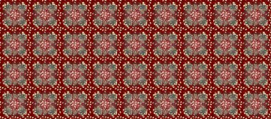 Kusursuz altın desenli bukleler. Kırmızı, kahverengi ve bej rengi, altın elementlerle. Raster altın desen. Raster illüstrasyonu. Doğu tarzı arabesk.