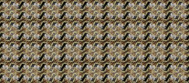 Kusursuz oryantal klasik altın desen. Gri, kahverengi ve bej renklerde altın tekrarlayan elementler içeren Raster soyut arkaplanı.