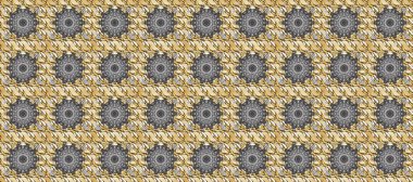 Barok tarzında altın çiçekli süs. Damask arkaplanı. Altın çiçekli, pürüzsüz desen. Kahverengi, gri ve bej renklerde altın element.