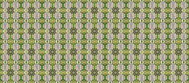 Raster illüstrasyonu. Altın şablon. Klasik çiçek dokusu. Yeşil, gri ve bej renklerde Royal retro. Kart, duvar kağıdı, ambalaj ve tekstil için klasik tasarım. Kusursuz desenli altın elementler.