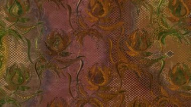 Renkli unsurlarla hareketli arka plan görüntüleri. Çiçekler. Eski model. Bayrak tarzı. Video kaydı. Şablon. Döngü. Kusursuz..