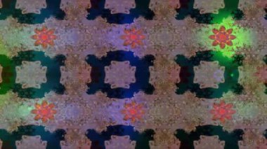 Renkli unsurlarla hareketli arka plan görüntüleri. Çiçekler. Eski model. Bayrak tarzı. Video kaydı. Şablon. Döngü. Kusursuz..