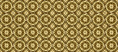 Kına dövmeli süs çiçekleri, altın çıkartmalar, mehndi ve yoga tasarımı, kartlar ve parmak izleri. Raster Golden Mehndi kusursuz desen. Kahverengi, nötr ve sarı renkte desen.