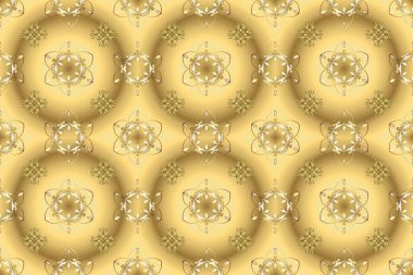 Sarı, nötr ve bej renkli desenler. Kına dövmeli süs çiçekleri, altın çıkartmalar, mehndi ve yoga tasarımı, kartlar ve parmak izleri. Raster altın mehndi kusursuz desen.