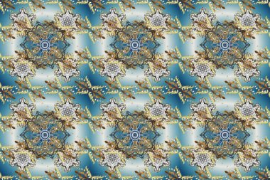 Kusursuz çiçek deseni. Mavi, gri ve nötr renklerde grafiksel modern kusursuz desen. Duvar kâğıdı barok, İspanyol kumaşı. Kusursuz raster arkaplanı.