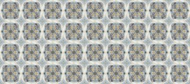 Gri, bej ve altın elementli nötr renklerde kusursuz desen. Klasik klasik klasik arka plan. Raster illüstrasyonu. Kusursuz klasik raster altın desenli. Geleneksel oryantasyon süsü.