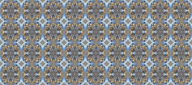 Kusursuz soyut bir arkaplan. Raster illüstrasyonu. Oriental raster klasik gri, mavi ve nötr ve altın desenli.