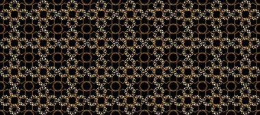 Siyah, kahverengi ve bej renklerde altın elementlerle kusursuz desen. Raster illüstrasyonu. Geleneksel oryantasyon süsü. Kusursuz klasik raster altın desenli. Klasik vintage arkaplan.