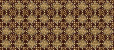 Raster abstract floral wreath from golden doodle fantasy leaves and flower on a brown and beige colors. Hand drawn decorative frame, album cover, greeting card, vintage Art deco style.