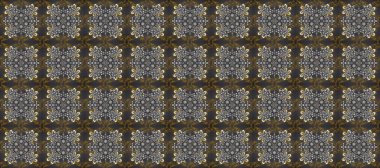 Gri, kahverengi ve yeşil renklerde altın bir element. Damask arkaplanı. Barok tarzında altın çiçekli süs. Altın çiçekli, pürüzsüz desen.