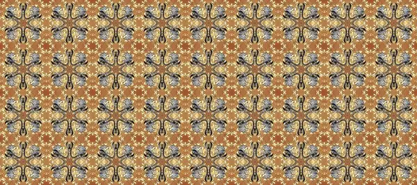 Bej, gri ve kahverengi renklerde altın element. Barok tarzında altın çiçekli süs. Antika altın tekrarlanabilir duvar kağıdı. Damask pürüzsüz tekrarlama deseni.