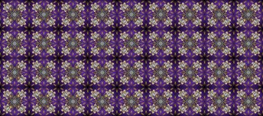 Paisleys zarif çiçek desenli arkaplan duvar kâğıdı çizimi. Klasik stil, güzel, üç boyutlu sanat eseri, altın ve menekşe rengi, gri ve kahverengi desenli çiçek yaprakları ve süslemeleri var.