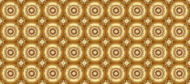 Kahverengi, bej ve sarı renklerde altın çiçekli altın desenler. Altın rengi, kusursuz çizim. Raster geometrik arka plan. Senin tasarımın için, duvar kağıdı..