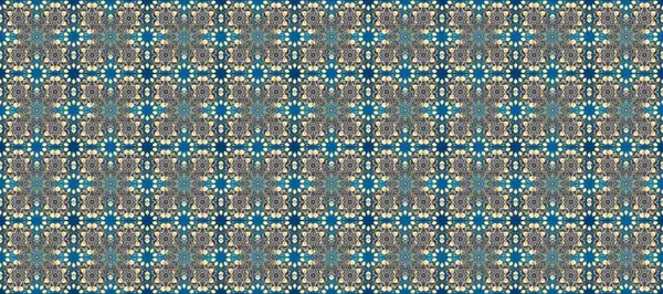 Altın elementlerle bej, mavi ve gri renklerde kusursuz desen. Geleneksel oryantasyon süsü. Klasik raster sarısı, kusursuz desen. Klasik vintage arkaplan.