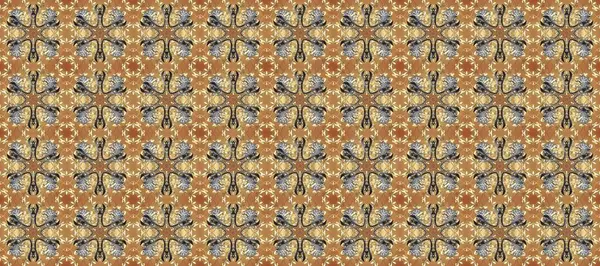 Bej, gri ve kahverengi renklerde altın element. Barok tarzında altın çiçekli süs. Antika altın tekrarlanabilir duvar kağıdı. Damask pürüzsüz tekrarlama deseni.