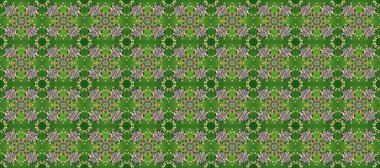 Geleneksel raster ve altın desen. Damask pürüzsüz süsü. Klasik oryantal desen yeşil, gri ve nötr renkler üzerinde.