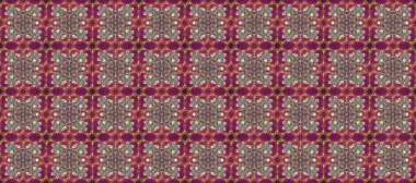 Mor, kahverengi ve gri renklerde altın elementlerle kusursuz desen. Raster oryantal süs. Kusursuz altın desen.