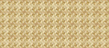 Barok tarzında altın çiçek süsü. Bej, nötr ve kahverengi renklerde altın element. Damask arkaplanı tekerrür ediyor. Antika altın tekrarlanabilir duvar kağıdı.