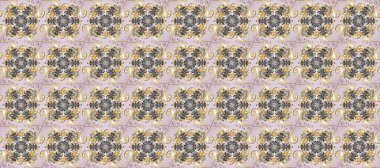 Çiçek desenli altın metal. Raster altın çiçek süsü brokar kumaş ve cam desenli. Gri, nötr ve bej renkler, altın elementlerle. Kusursuz altın desen.
