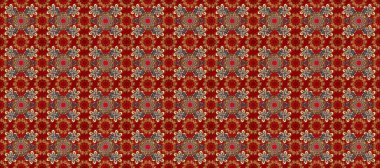 Kusursuz klasik raster altın desenli. Kırmızı, kahverengi ve bej renklerdeki altın desenli altın elementler. Geleneksel oryantasyon süsü. Klasik vintage arkaplan.