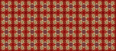 Doku arka planında altın duvar kâğıdı. Damask kusursuz yinelenen arkaplan. Barok tarzında altın çiçekli süs. Kırmızı, kahverengi ve bej renklerde altın element.