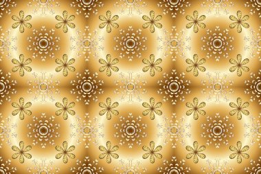Bej, kahverengi ve sarı renklerde altın tekrarlayan elementlerle soyut arkaplan. Kusursuz oryantal klasik altın desen.