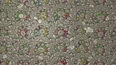 Renkli unsurlarla hareketli arka plan görüntüleri. Çiçekler. Eski model. Bayrak tarzı. Video kaydı. Şablon. Döngü. Kusursuz..