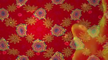 Renkli unsurlarla hareketli arka plan görüntüleri. Çiçekler. Eski model. Bayrak tarzı. Video kaydı. Şablon. Döngü. Kusursuz..