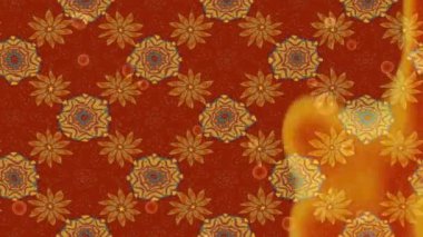 Renkli unsurlarla hareketli arka plan görüntüleri. Çiçekler. Eski model. Bayrak tarzı. Video kaydı. Şablon. Döngü. Kusursuz..