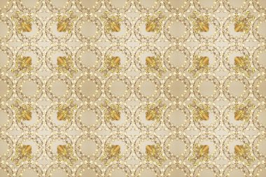 Bej, nötr ve kahverengi renklerde klasik, klasik, kusursuz desenler. Barok tarzında kusursuz bir doğulu süsü..