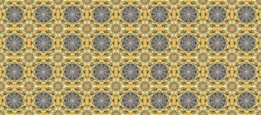Raster soyut desen. Elle çizilmiş bej, gri ve sarı renkli mandala.