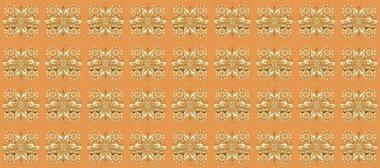 Altın desenli çiçek dekoru. Altın element turuncu, bej rengi. Doğu tarzı element. Tasarım şablonu için Raster Line sanat kenarı. Davetiyeler, kartlar, sertifika, web sayfası için Raster illüstrasyonu