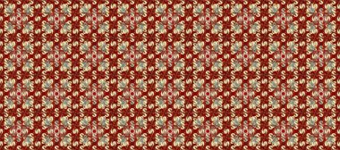 Kusursuz klasik raster altın desenli. Kırmızı, bej ve kahverengi renklerde altın elementlerle kusursuz desen. Klasik klasik klasik arka plan. Geleneksel oryantasyon süsü. Raster illüstrasyonu.