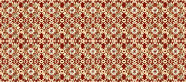 Klasik oryantal desen kahverengi, kırmızı ve bej renkler üzerine. Geleneksel raster ve altın desen. Damask pürüzsüz süsü.