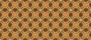 Doğulu süsü. Kahverengi, bej ve nötr renklerde altın elementlerle kusursuz desen. Kusursuz altın desen.