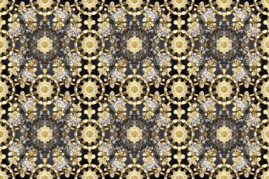 Oriental raster klasik gri, bej, kahverengi ve altın desenli. Raster illüstrasyonu. Kusursuz soyut arkaplan.