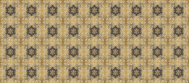 Tasarım için Damask. Bej üzerine raster, nötr ve gri altın elementlerle.