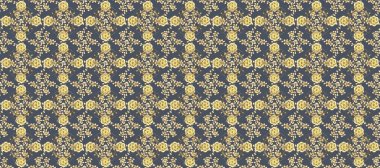 Klasik raster sarısı, kusursuz desen. Çiçek süsü kumaş deseni, cam, çiçek desenli metal mavi ve sarı renklerde altın elementler..