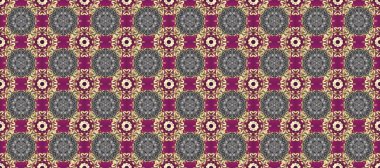 Raster altın desen. Doğulu stili altın desenleri gri, mor ve bej renklerinde altın elementlerle donatır. Kusursuz kıvırcık saçlar..