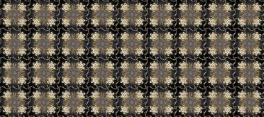 Doğu tarzı arabesk. Altın elementli gri, kahverengi ve bej renkler. Raster illüstrasyonu. Kusursuz altın desenli bukleler. Raster altın desen.