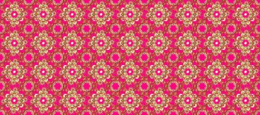 Kahverengi ve morumsu renklerde altın element. Antika altın tekrarlanabilir duvar kağıdı. Damask pürüzsüz yineleme kalıbı. Barok tarzında altın çiçekli süs..