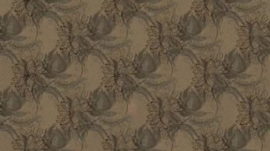 Renkli unsurlarla hareketli arka plan görüntüleri. Çiçekler. Eski model. Bayrak tarzı. Video kaydı. Şablon. Döngü. Kusursuz..